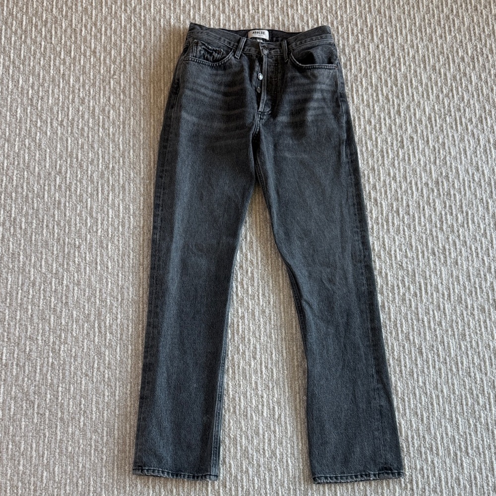 Agolde Lana Dark Gray Straight Jeans
